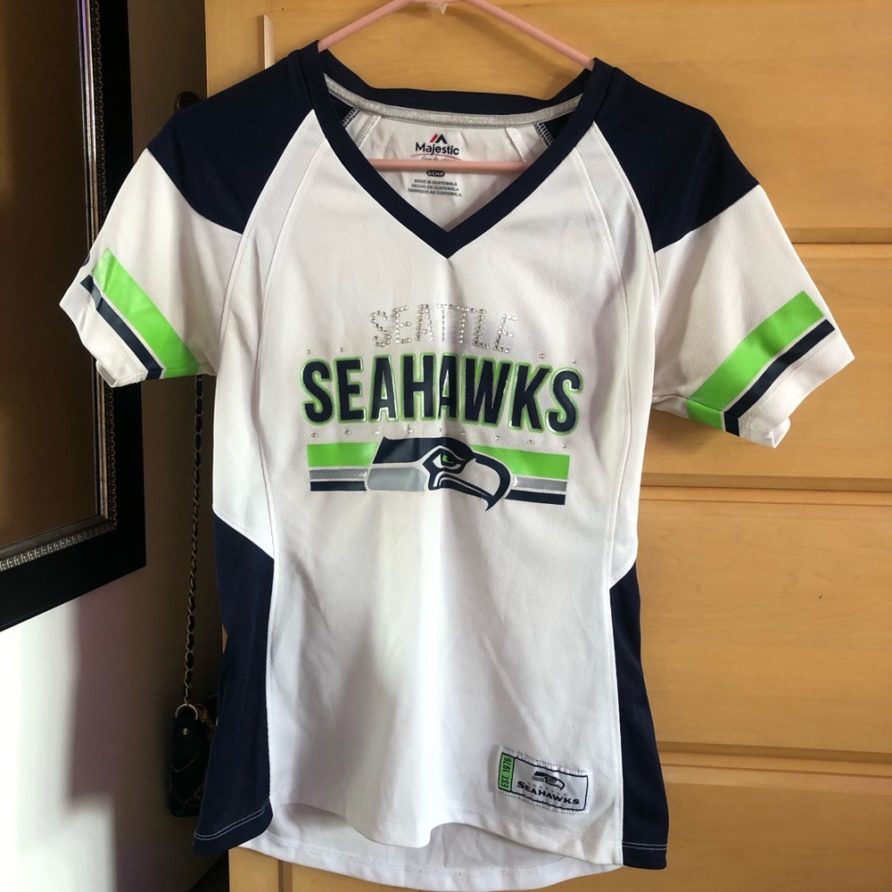 Women Seattle Seahawks sequined short sleeve🏈💚💙